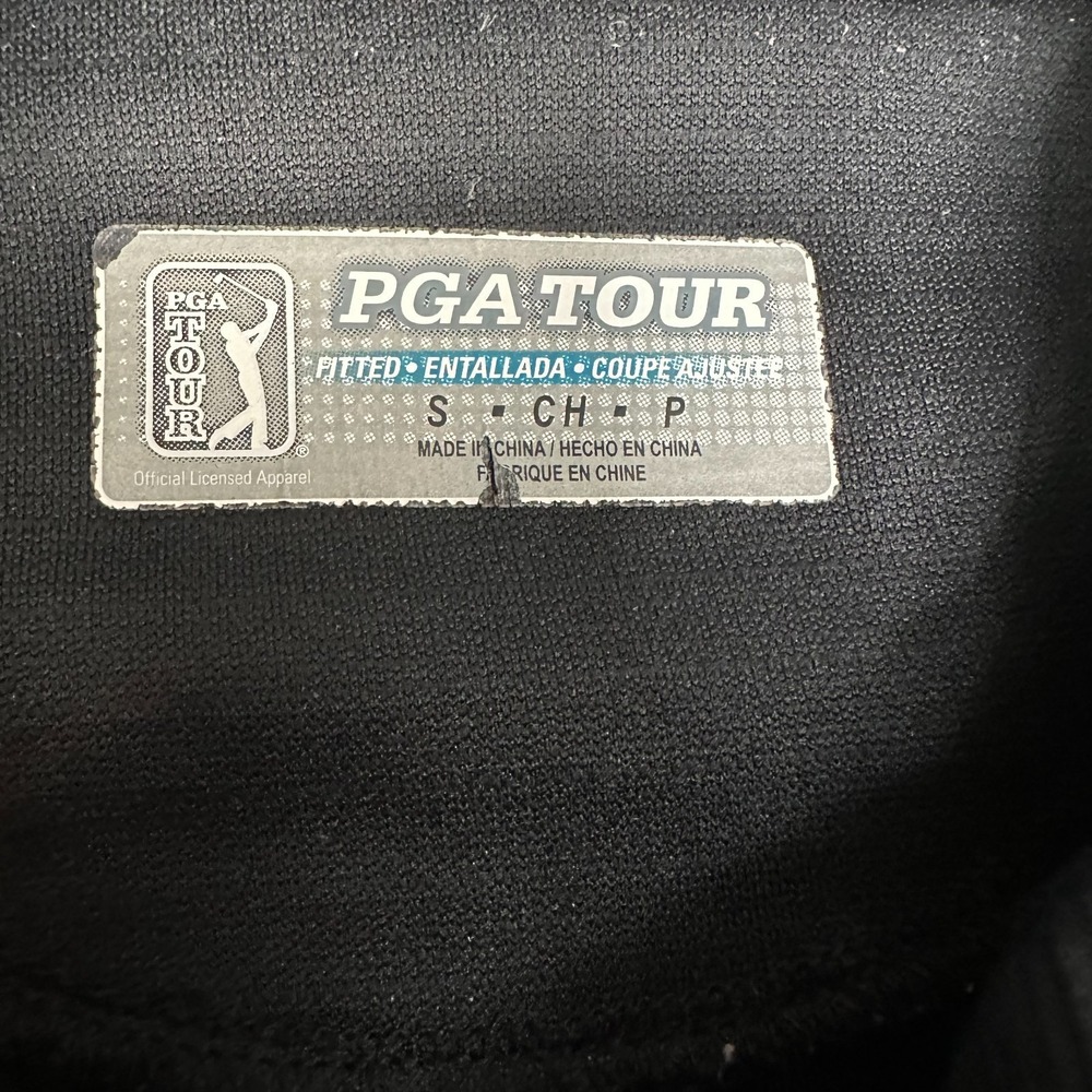 PGA Tour Golf Polo Shirt Mens S Black Fitted‎ Short Sleeve - Picture 2 of 8